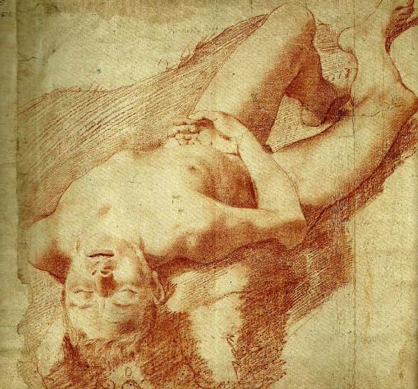 Annibale Carracci liggande naken yngling Germany oil painting art